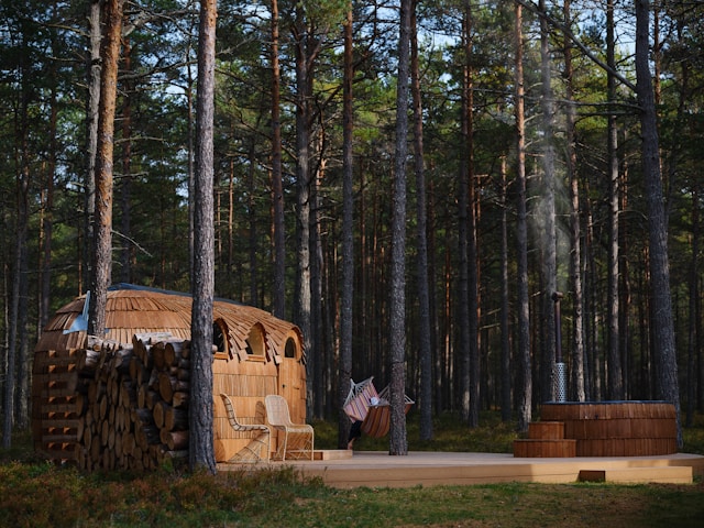 アウトドアサウナ　自然