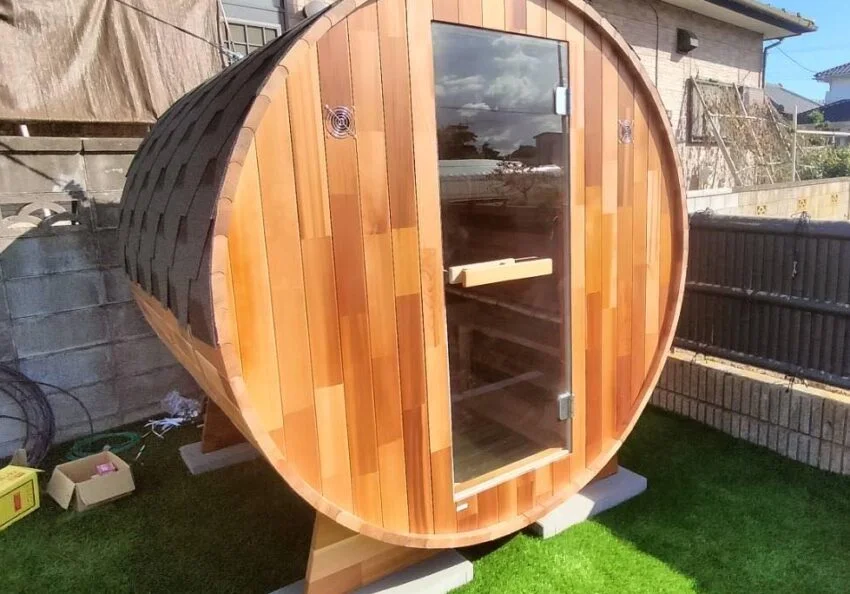 屋外サウナ　ブロック基礎